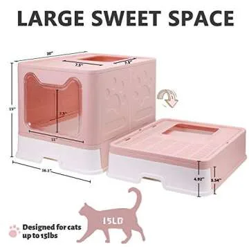 Foldable Cat Litter Box with Lid, Enclosed Cat Potty, Top Entry Anti-Splashing Cat Toilet, Easy to C...