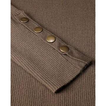 Newshows Women's Button Knit Crew Neck Pullover Sweater