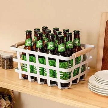 Farmhouse Wire Storage Baskets with Wood Handles - 2 Pack