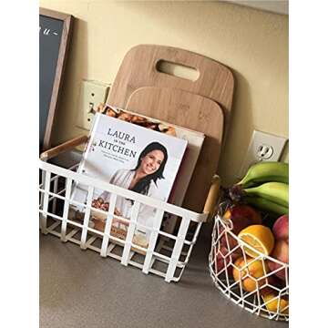 Farmhouse Wire Storage Baskets with Wood Handles - 2 Pack