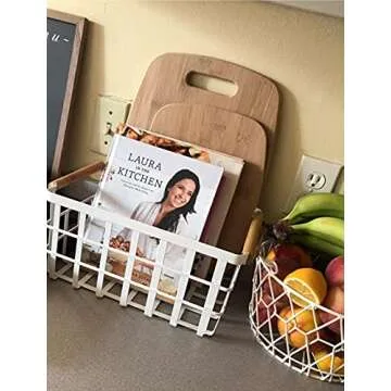 Farmhouse Wire Storage Baskets with Wood Handles - 2 Pack