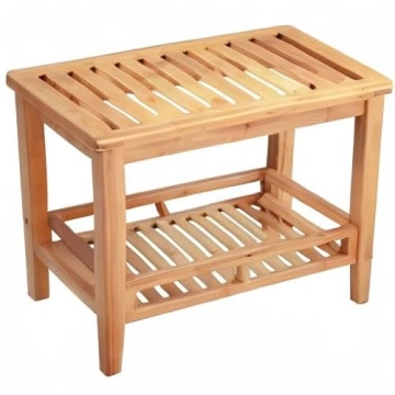 RANDEFURN Bamboo Shower Bench with Storage Shelf