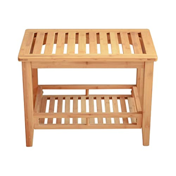 RANDEFURN Bamboo Shower Bench with Storage Shelf