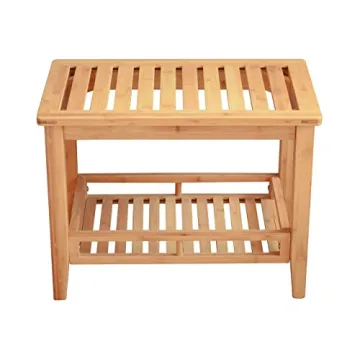 RANDEFURN Bamboo Shower Bench with Storage Shelf