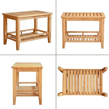 RANDEFURN Bamboo Shower Bench with Storage Shelf