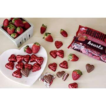 HERSHEY'S Milk Chocolate Filled with Strawberry Flavored Crème Hearts Candy, Valentine's Day Candy, 10 Oz. Bag