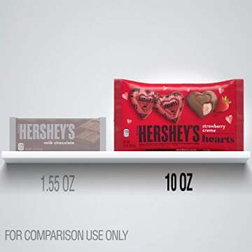 HERSHEY'S Milk Chocolate Filled with Strawberry Flavored Crème Hearts Candy, Valentine's Day Candy, 10 Oz. Bag