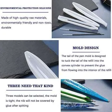 3 Pack Silicone Moulds for DIY Resin Ballpoint Pens