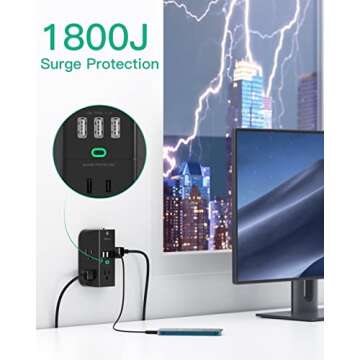 Multi Function Surge Protector Outlet with USB Charging