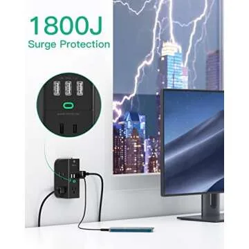 Multi Function Surge Protector Outlet with USB Charging