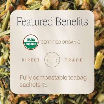 Rishi Tea Yuzu Peach Green Tea - Organic Loose Leaf Green & Herbal Blend, Naturally Sweet & Low Caff...
