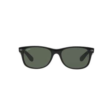 Ray-Ban RB2132 New Wayfarer Sunglasses + Vision Group Accessories Bundle (Black/Crystal Green,55), unisex-adult