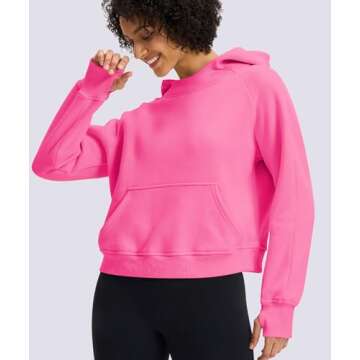 Casly Lamiit Cute Hoodies Women Cropped Sweatshirts Casual Fall Outfits Long Sleeve Pullover with Th...