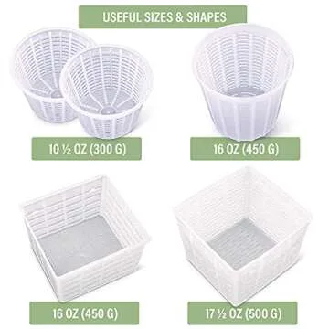 Country Trading Co. Cheesemaking Molds Set of 5 - Ricotta Cheese Draining Baskets for Home Cheese ma...