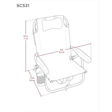 Tommy Bahama 2 Pack Backpack Beach Chair 5 Position Chair, Including Lay Flat (Orange Stripes)