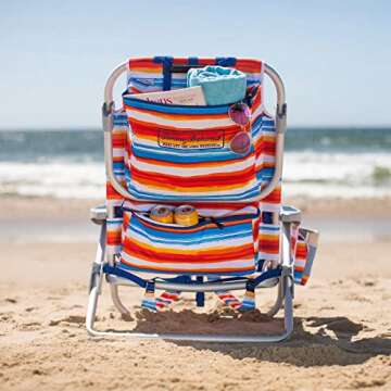 Tommy Bahama 2 Pack Backpack Beach Chair 5 Position Chair, Including Lay Flat (Orange Stripes)