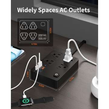 VPSUN Power Strip with USB C Ports for Fast Charging