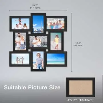 HEGATY 4x6 Picture Frames Collage, 9-Pack Picture Frames Collage for Wall Decor, Black Photo Collage Frame, Multi Picture Frame Set with Glass Front