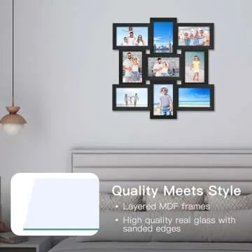 HEGATY 4x6 Picture Frames Collage, 9-Pack Picture Frames Collage for Wall Decor, Black Photo Collage Frame, Multi Picture Frame Set with Glass Front