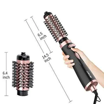 JOYYUM 1000W 2-in-1 Hot Air Spin Brush Dryer for Styling, Smoothing and Straightening Auto-rotating Ionic Round Blow Dryer Brush Volumizer in One, Pink Gold