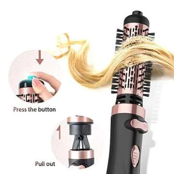 JOYYUM 1000W 2-in-1 Hot Air Spin Brush Dryer for Styling, Smoothing and Straightening Auto-rotating Ionic Round Blow Dryer Brush Volumizer in One, Pink Gold