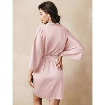 AW BRIDAL Women's Satin Kimono Robe for Bridesmaids