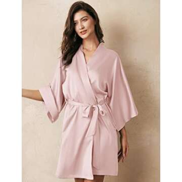 AW BRIDAL Women's Satin Kimono Robe for Bridesmaids