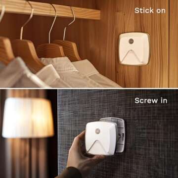 innofox Stick-on Motion Sensor Lights, Warm White LED Night Light, Stick-Anywhere Stair Lights, Closet Light, Battery Operated Wall Light for Kitchen, Hallway, Bedroom, Bathroom, Stairs, 6-Pack