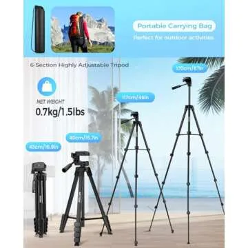 MACTREM 67" Portable Phone & Tablet Tripod Mount