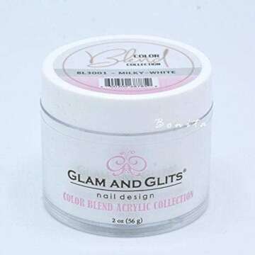 Glam And Glits Acrylic Powder Color Blend Collection BL3001 Milky White 2 oz