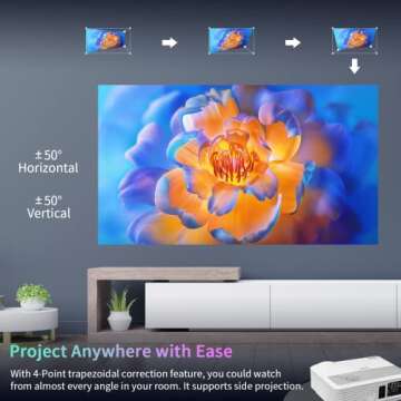 Native 1080P Full HD Projector, WiFi Bluetooth Outdoor Projector, Max 200" Display Smart Home Theater Video Movie Gaming Projector Compatible with HDMI,VGA,USB,Laptop,Fire Stick,iOS,Android Phone