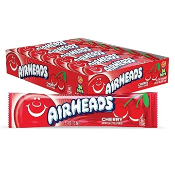 Airheads Cherry Candy Bars, 36 Individually Wrapped Taffy Bars