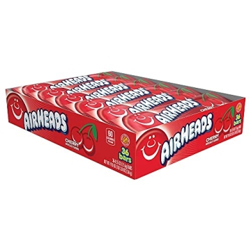 Airheads Cherry Candy Bars, 36 Individually Wrapped Taffy Bars