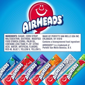 Airheads Cherry Candy Bars, 36 Individually Wrapped Taffy Bars