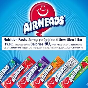 Airheads Cherry Candy Bars, 36 Individually Wrapped Taffy Bars