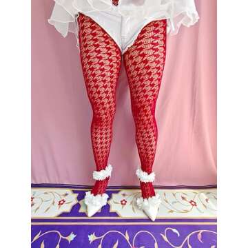 Sahabowi Swallow Grids Jacquard Fishnet Pantyhose For Women, Sheer High Waist Tights, Control Top Me...