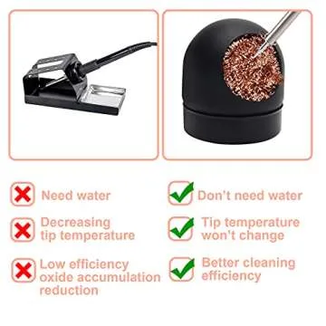 Soldering Iron Tip Cleaner Kit, Windspeed Non-slip Brass Soldering Tip Cleaner Solder Flux Brass Tip Cleaning Brass With Holder, Solder Flux, Solder Wire 4pcs Copper Wire Ball, No Water Needed