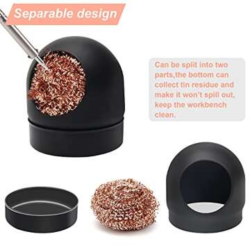 Soldering Iron Tip Cleaner Kit, Windspeed Non-slip Brass Soldering Tip Cleaner Solder Flux Brass Tip Cleaning Brass With Holder, Solder Flux, Solder Wire 4pcs Copper Wire Ball, No Water Needed