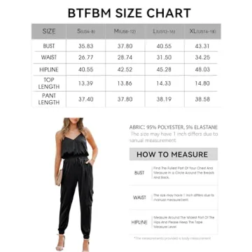 BTFBM Women's Casual Sleeveless Adjustable Spaghetti Strap Jumpsuits Summer One Piece Outfits Satin Long Pants Rompers(Solid Black, X-Large)