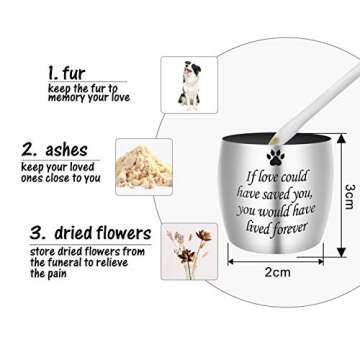Dletay Small Urn for Pet Ashes 1.57 inch Mini Pet Urn Stainless Steel Ashes Keepsake Urns for Dogs Cats-If Love Could Have Saved You, You Would Have Lived Forever