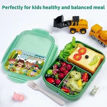 Itopor® Ideal Leak-Proof Bento Box for Kids,Wheat Fiber Materials Lunch Box Kids,Microwave & Dishwasher Safe Bento Box Adult,BPA-Free Lunch Containers with Utensils (Green 1300ml)