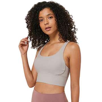 Ouber Women's Ribbed Sports Bras High Impact Strappy Back Fitness Yoga Bra (L/US 8,Grey)