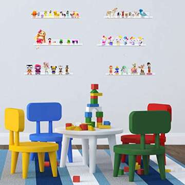 evron Wall Mounted Acrylic Floating Shelves,13.8 inch Kids Bookshelves Storage,Easy Installation wit...