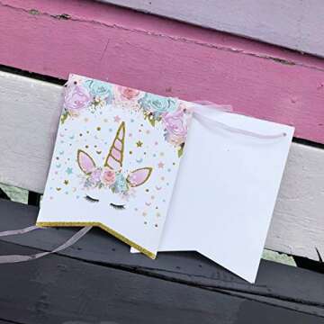 AMZTM Unicorn Birthday Banner - Magical Party Decor