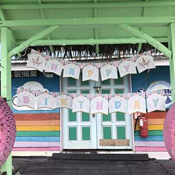 AMZTM Unicorn Birthday Banner - Magical Party Decor