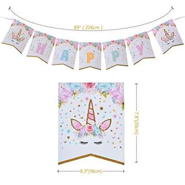 AMZTM Unicorn Birthday Banner - Magical Party Decor