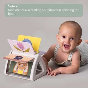 Taf Toys Infant Tummy-time High Contrast rattling Activity Book with Art Cards for Baby, Baby Product for Newborn Educational Toys for 3 Essentials Developmental Learning Stages