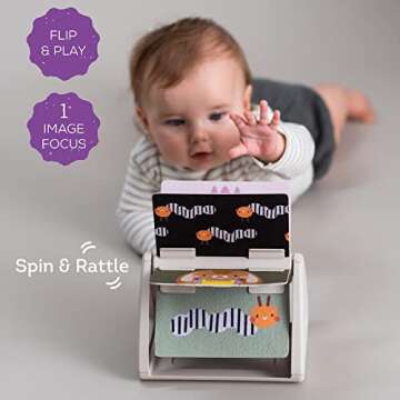Taf Toys Infant Tummy-time High Contrast rattling Activity Book with Art Cards for Baby, Baby Product for Newborn Educational Toys for 3 Essentials Developmental Learning Stages