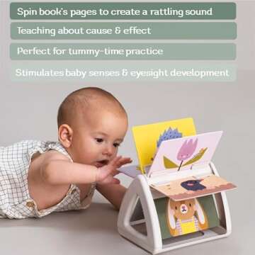 Taf Toys Infant Tummy-time High Contrast rattling Activity Book with Art Cards for Baby, Baby Product for Newborn Educational Toys for 3 Essentials Developmental Learning Stages