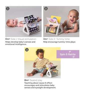 Taf Toys Infant Tummy-time High Contrast rattling Activity Book with Art Cards for Baby, Baby Product for Newborn Educational Toys for 3 Essentials Developmental Learning Stages